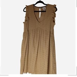 Pre-owned Knox Rose Tan Eyelet Mini Dress